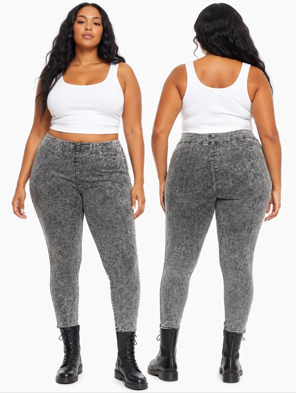 NWT G by Giuliana 7/8 Ankle Jeggings Gray Acid Wash Stretch High Rise Pants Jean